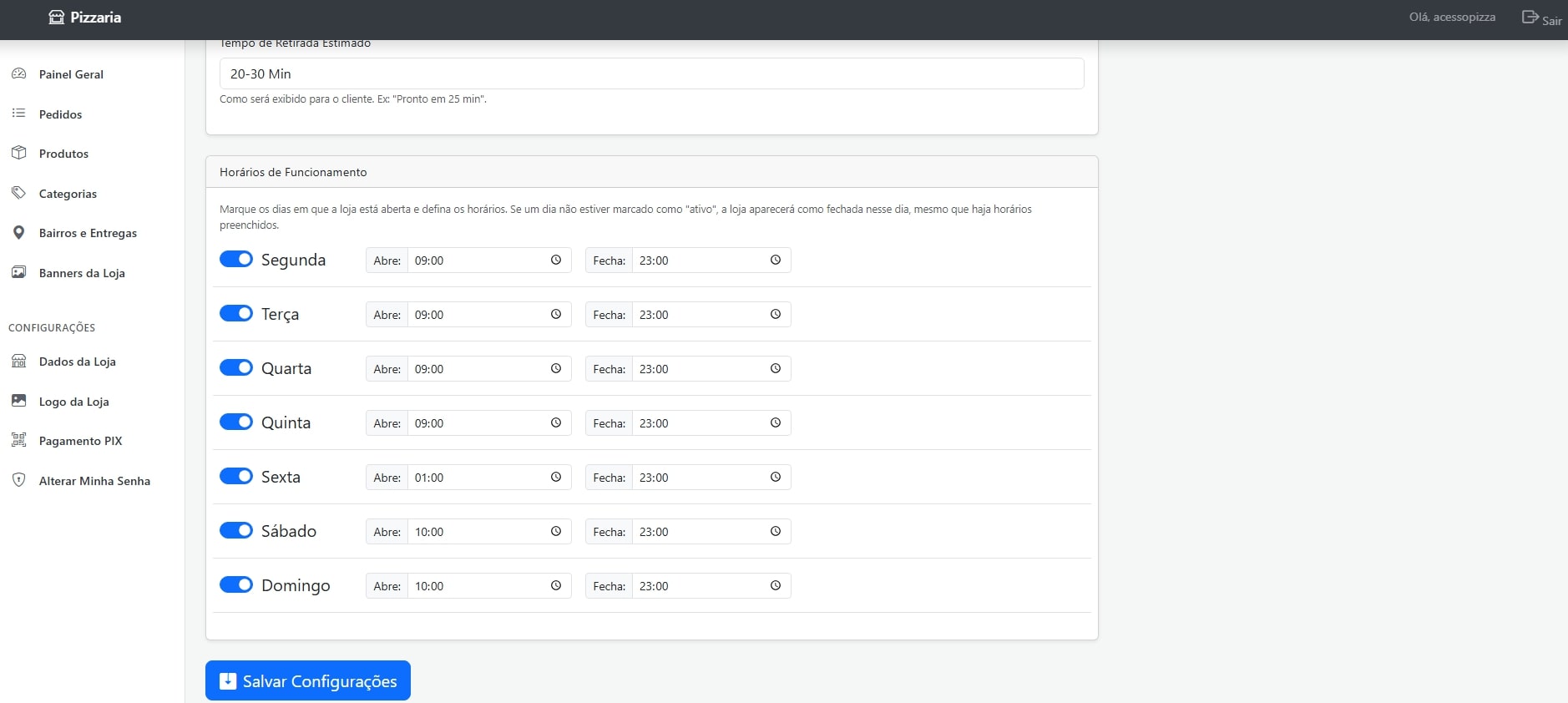 Visualização Mobile